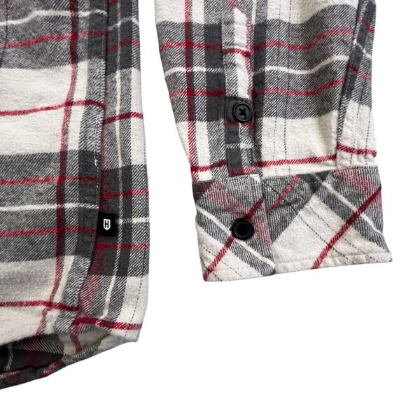 Howitzer Flannel Shirt Mens L Tan Gray Plaid Warrior USA Flag Military - Picture 6 of 12